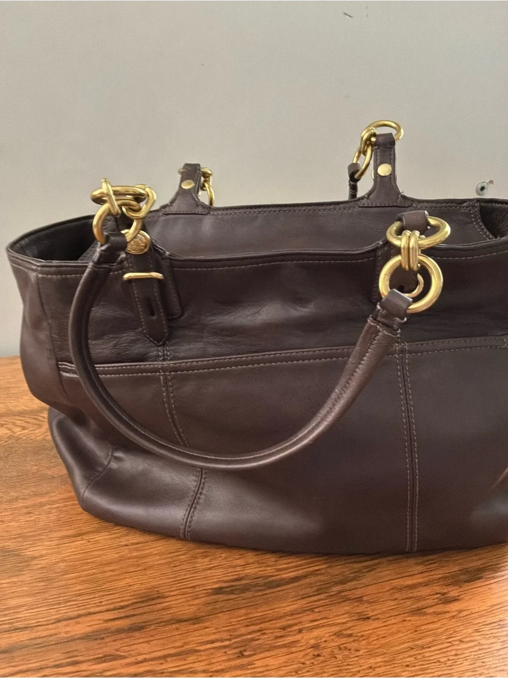 Coach Brown Leather Tote with Gold-Tone Hardware G1082-15740